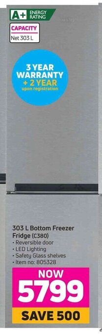 Game Defy - 303 L Bottom Freezer Fridge offer