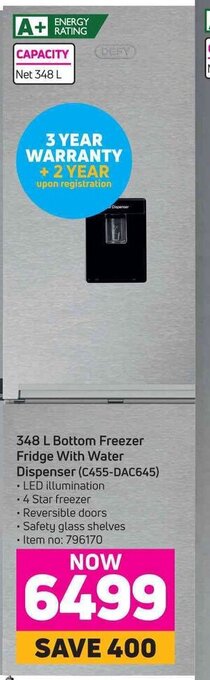 Game Defy - 348 L Bottom Freezer Fridge with Water Dispenser offer