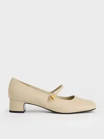 Charles & Keith Metallic accent mary jane pumps - butter offer