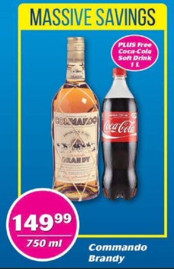 Commando Brandy 750ml + Coca-cola Soft Drink 1L
