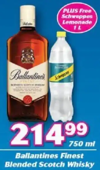 Ballantine's Finest Scotch Whisky 750ml + Schweppes Lemonade 1L