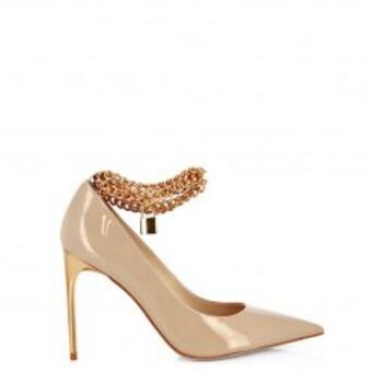 Pointy chain heel – nude