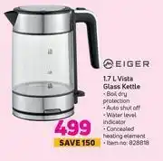 Game Meiger 1.7l vista glass kettle offer