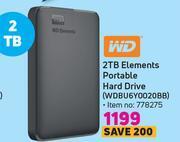 Game Wd 2tb elements portable hard drive wdbu6y0020bb offer