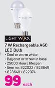 Game Light worx 7w rechargeable a60 led bulb-each offer