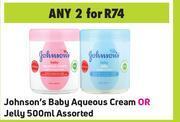 Game Johnson's baby aqueous cream or jelly assorted-for 2 x 500ml offer