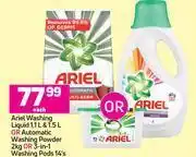 Game Ariel washing liquid 1.1l & 1.5l or automatic washing powder 2kg or 3 in 1 washing pods 14's-each offer
