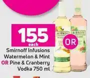 Game Smirnoff infusions watermelon & mint or pine & cranberry vodka-750ml each offer