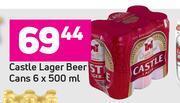 Castle lager beer cans-6 x 500ml