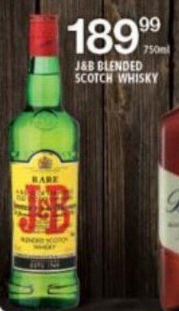 Shoprite J&B Blended Scotch Whisky 750ml offer