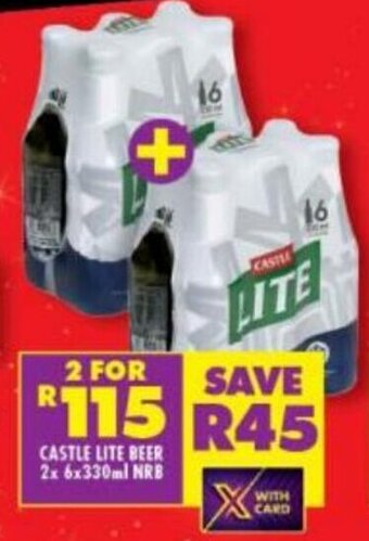 Castle Lite Beer 2 x 6 x 330ml