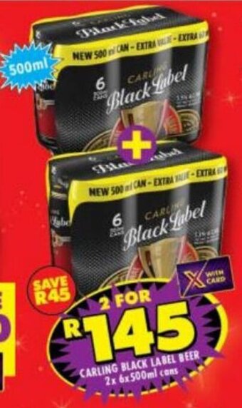 Shoprite Carling Black Label Beer 2 x 6 x 500ml offer