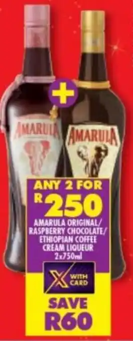Shoprite Amarula Original / Baspberry Chocolate / Ethiopian Coffee Cream Liqueur 2 x 750ml offer
