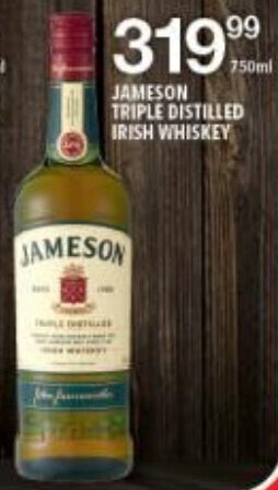 Shoprite Liquor Jameson Triple Distilled Irish Whiskey 750ml offer