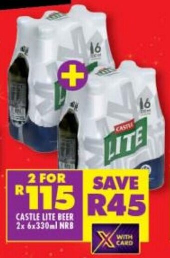 Shoprite Liquor Castle Lite Beer 2 x 6 x 330ml offer