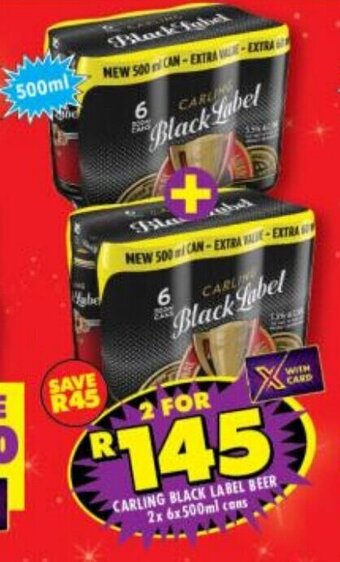 Shoprite Liquor Carling Black Label Beer 2 x 6 x 500ml offer