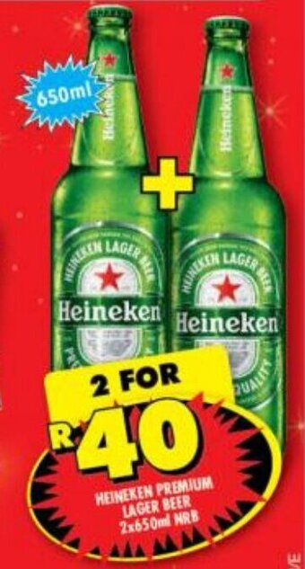 Shoprite Liquor Heineken Premium Lager Beer 2 x 650ml offer