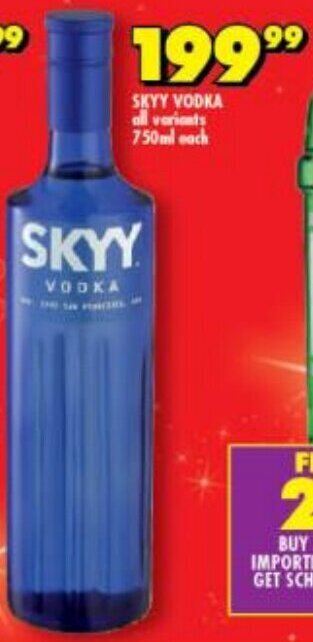 Shoprite Liquor Skyy Vodka all variants 750ml offer