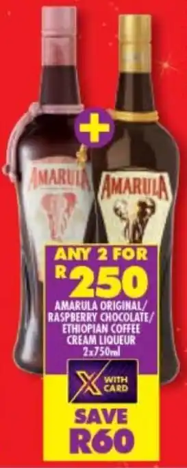 Shoprite Liquor Amarula Original / Raspberry Chocolate / Ethiopian Coffee Cream Liqueur 2 x 750ml offer