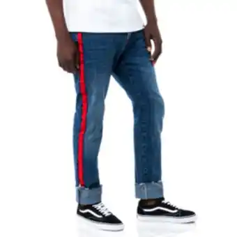 Sportscene Redbat men's medium wash slim straightleg tape detail jeans offer