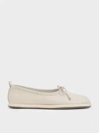 Charles & Keith Carol ruched-toe bow-tie ballerina flats - chalk offer