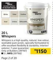 Builders Warehouse Fired Earth 20Ltr Whispers offer