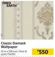 Builders Warehouse Fired Earth Classic Damask Wallpaper-10m x 530mm offer