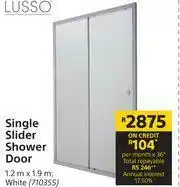 Builders Warehouse Lusso Single Slider Shower Door White-1.2m x 1.9m offer