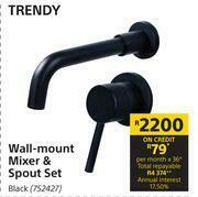 Builders Warehouse Trendy Wall Mount Mixer & Spout Set Black offer