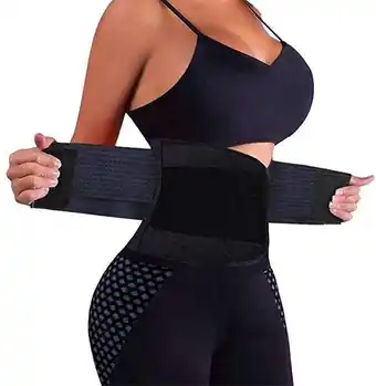 Hot shaper power slimming body shaper & waist trainer belt - black