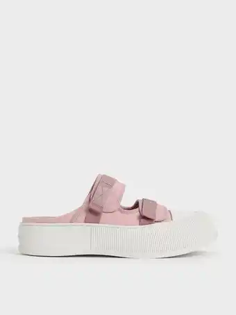 Canvas velcro sneaker mules
 - pink