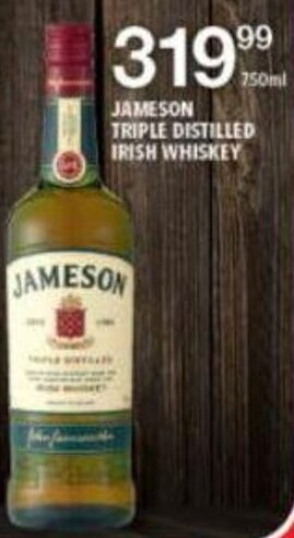 Shoprite Jameson Triple Distilled Irish Whiskey 750ml offer