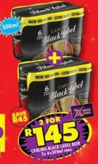 Shoprite Carling Black Label Beer 2 x 6 x 500ml offer