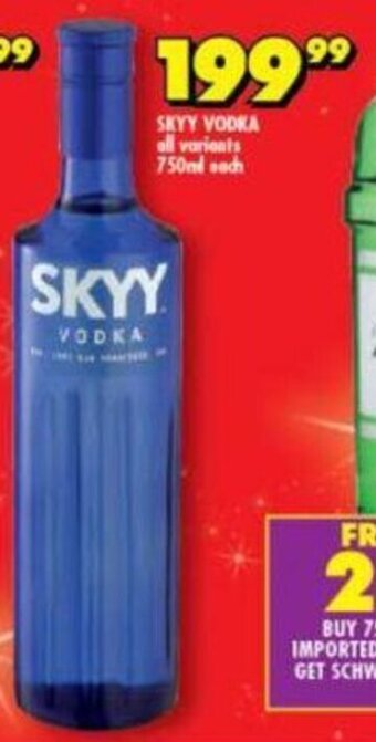 Skyy Vodka all variants 750ml