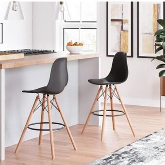 OneDayOnly 2x urban bar stools with wooden legs offer