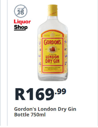 Shoprite Liquor Gordon's London Dry Gin Bottle 750ml offer