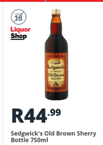 Shoprite Liquor Sedgwick's Old Brown Sherry Bottle 750ml offer