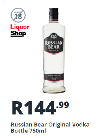 Shoprite Liquor Russian Bear Original Vodka Bottle 750ml offer