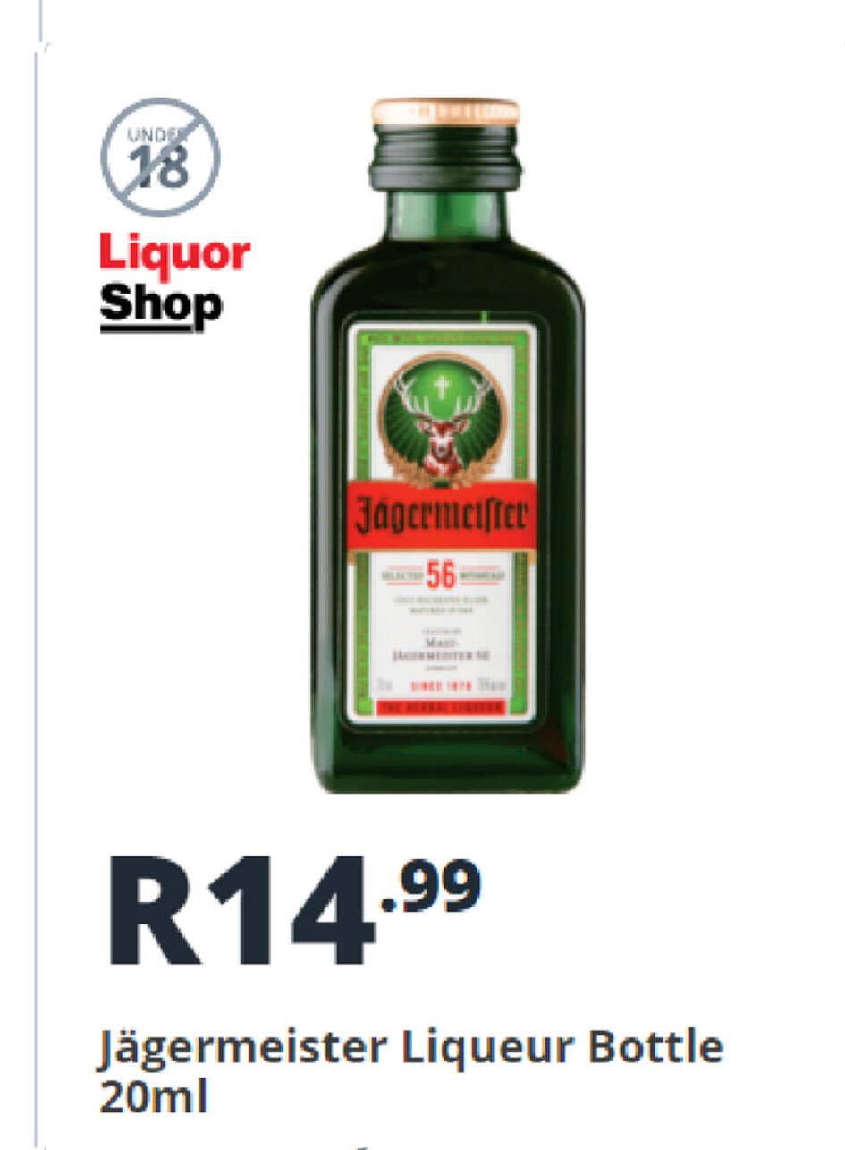 Jägermeister Liqueur Bottle 20ml offer at Shoprite Liquor