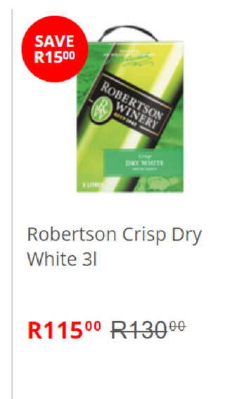 Pick n Pay Liquor Robertson Crisp Dry White 3L offer