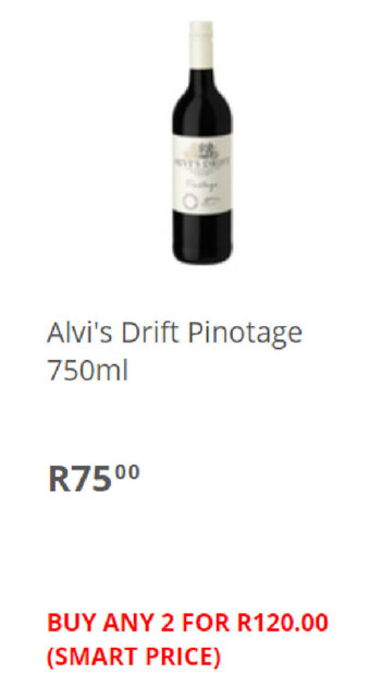Pick n Pay Liquor Alvi's Drift Pinotage 750ml offer