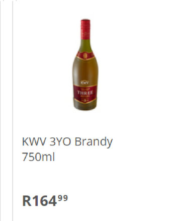 Pick n Pay Liquor KWV 3YO Brandy 750ml offer