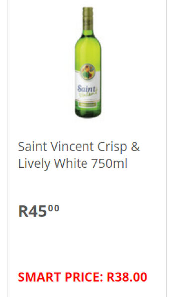 Pick n Pay Liquor Saint Vincent Crisp & Lively White 750ml offer