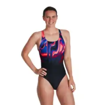 Women's speedo placement digital powerback black/red/blue swimsuit