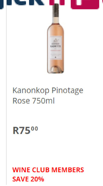 Pick n Pay Liquor Kanonkop Pinotage Rose 750ml offer