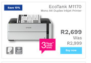 Epson Eco Tank M1170 Mono A4 Duplex Inkjet Printer