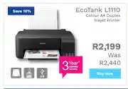 First Shop Epson Eco Tank L1110 Colour A4 Duplex Inkjet Printer offer