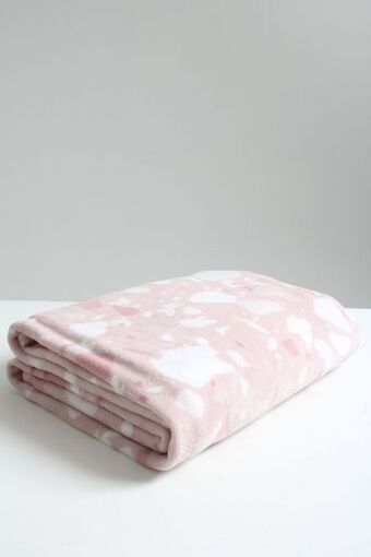 Sheet Street Terrazo printed coral fleece blanket l180xw200cm offer