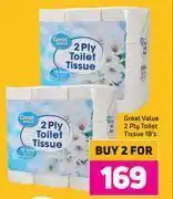 Game Great value 2 ply toilet tissue-for 2 x 18's offer