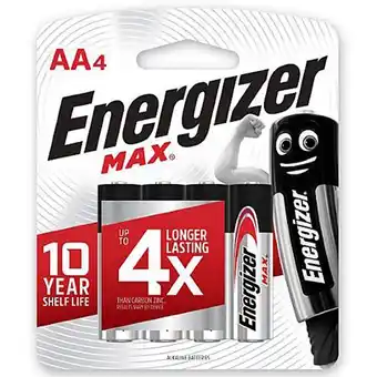 Energizer max alkaline aa card 4 pk